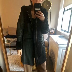 Maje leather and shearling coat. Brand new